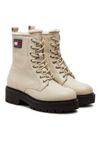 Tommy Jeans Botki Tjw Urban Boot Tumbled EN0EN02317 Beżowy. Kolor: beżowy. Materiał: skóra