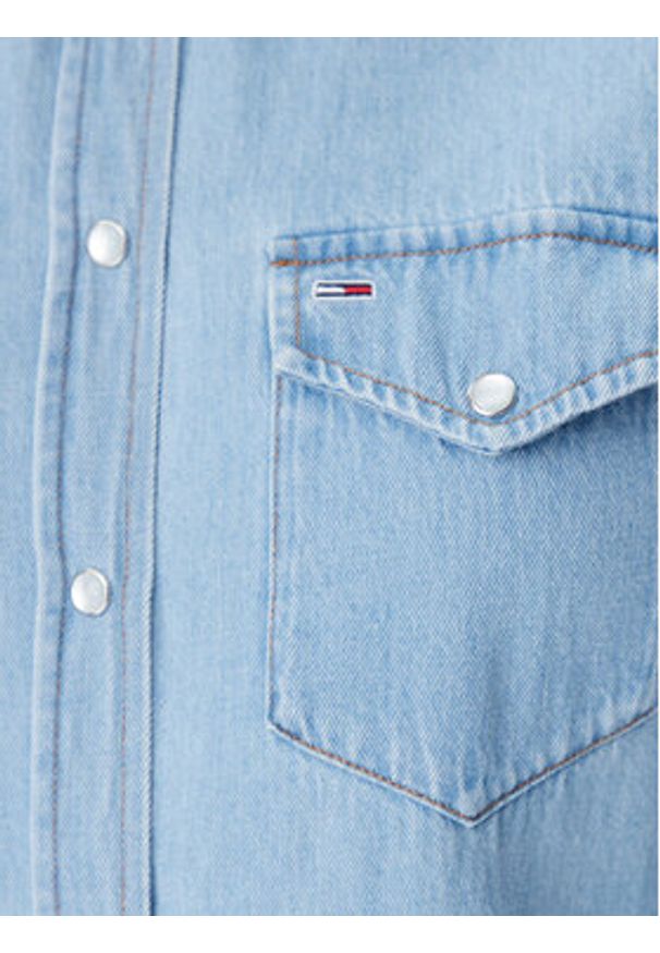 Tommy Jeans Sukienka jeansowa DW0DW20111 Niebieski Regular Fit. Kolor: niebieski. Materiał: bawełna