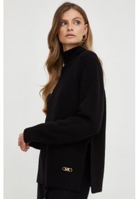 MICHAEL Michael Kors sweter wełniany damski kolor czarny ciepły z półgolfem. Kolor: czarny. Materiał: wełna. Długość rękawa: długi rękaw. Długość: długie
