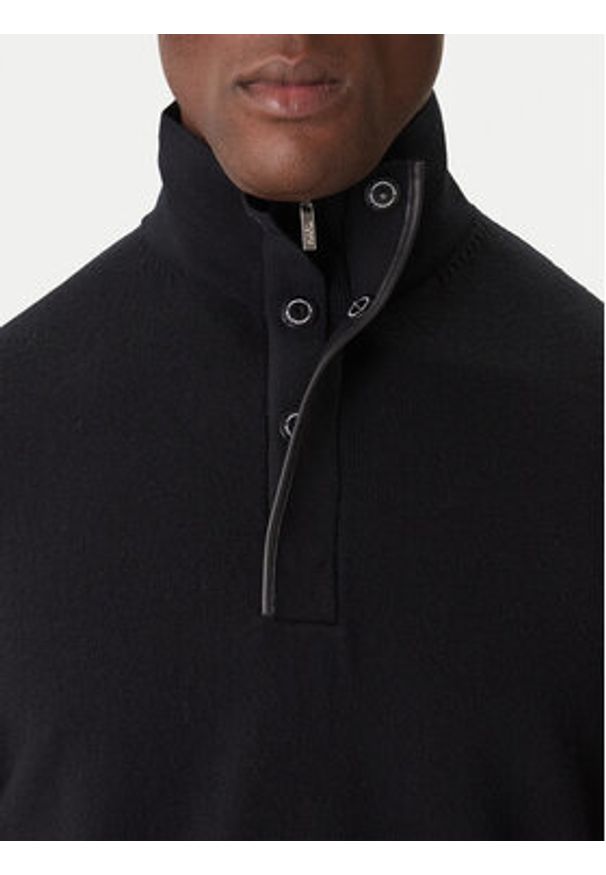 Karl Lagerfeld - KARL LAGERFELD Sweter 655005 554399 Czarny Slim Fit. Typ kołnierza: dekolt w karo. Kolor: czarny. Materiał: wełna