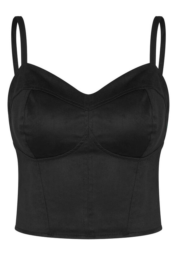 Guess Top W6RH03 WJ472 Czarny Slim Fit. Kolor: czarny. Materiał: syntetyk