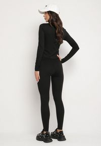 Born2be - Czarny Komplet Sportowy Legginsy i Bluzka z Długim Rękawem Toretta. Kolor: czarny. Wzór: aplikacja #5