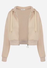 Renee - Beżowa Bluza Zasuwana z Kapturem Bikatu. Typ kołnierza: kaptur. Kolor: beżowy. Materiał: wiskoza, polar, tkanina. Długość: krótkie. Styl: sportowy #3