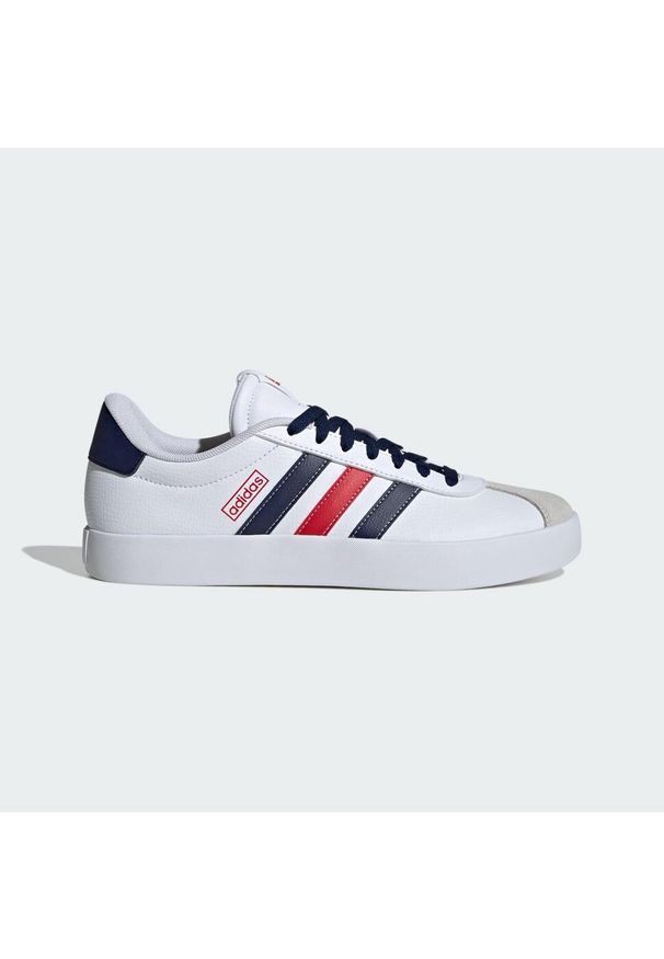 Adidas - Buty VL Court 3.0. Kolor: biały, czerwony, wielokolorowy, niebieski. Materiał: zamsz