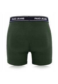 Bawełniane, Klasyczne Bokserki Męskie - Pako Jeans - Ciemnozielone. Kolor: zielony. Materiał: elastan, bawełna #2