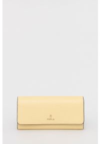 Furla portfel skórzany damski kolor żółty. Kolor: żółty. Materiał: skóra. Wzór: gładki