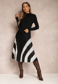 Renee - Czarna Sukienka z Wiskozy z Plisowanym Dołem Dikire. Kolor: czarny. Materiał: wiskoza #5