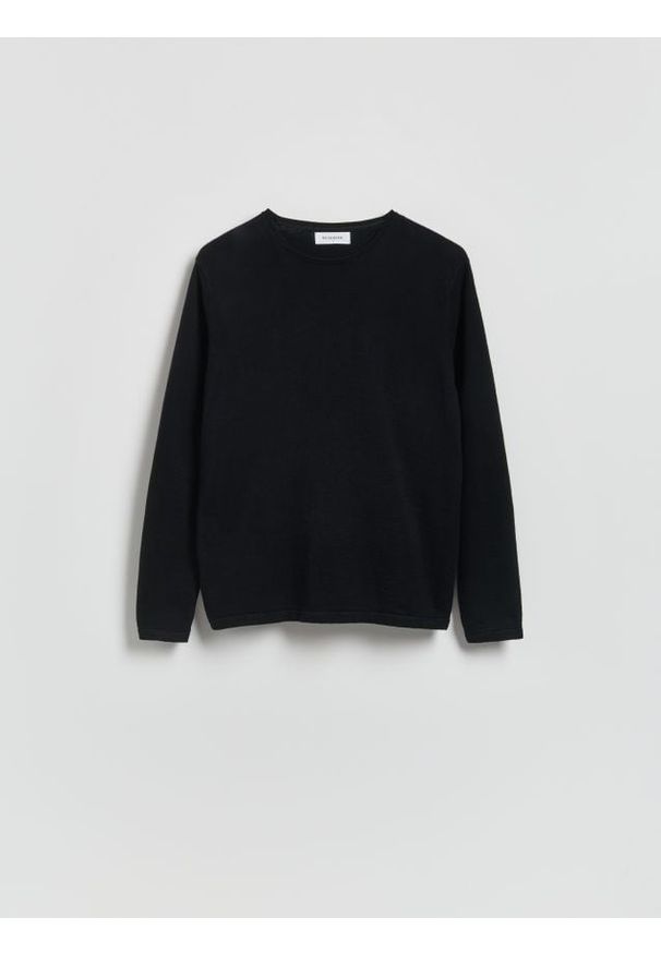 Reserved - Bawełniany sweter - czarny. Kolor: czarny. Materiał: bawełna