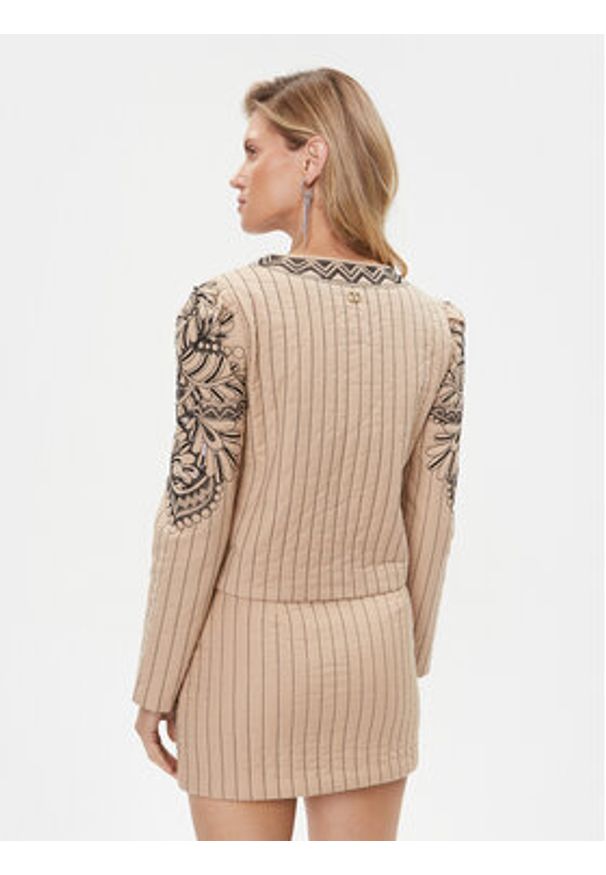 TwinSet - TWINSET Marynarka 232TP2670 Beżowy Regular Fit. Kolor: beżowy. Materiał: bawełna