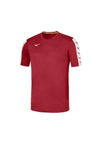 Koszulka dla dzieci Mizuno Nara. Kolor: czerwony. Materiał: poliester, bawełna, materiał. Sport: joga i pilates #1