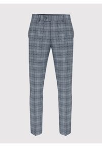 Pako Lorente - PAKO LORENTE – Szare spodnie garniturowe w granatową kratę. Kolor: szary, niebieski, wielokolorowy. Materiał: poliester, elastan, wiskoza #5