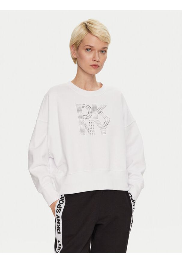 DKNY Sport Bluza DP4T9968 Biały Loose Fit. Kolor: biały. Materiał: bawełna, syntetyk. Styl: sportowy