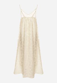 Born2be - Beżowa Sukienka z Wiskozą o Trapezowym Kroju na Ramiączkach Silarelle. Okazja: na co dzień. Typ kołnierza: dekolt w kształcie V. Kolor: beżowy. Materiał: wiskoza. Długość rękawa: na ramiączkach. Typ sukienki: trapezowe. Styl: casual, elegancki #3