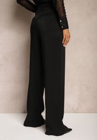 Renee - Czarne Eleganckie Spodnie z Wiskozy o Szerokich Nogawkach Tiamase. Okazja: na imprezę. Kolor: czarny. Materiał: wiskoza. Wzór: aplikacja. Styl: elegancki #3