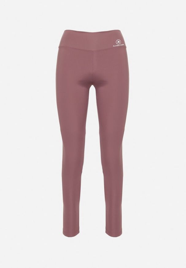 Born2be - Fioletowe Legginsy z Wysokim Stanem i Gumką w Pasie Bloelia. Stan: podwyższony. Kolor: fioletowy. Wzór: gładki