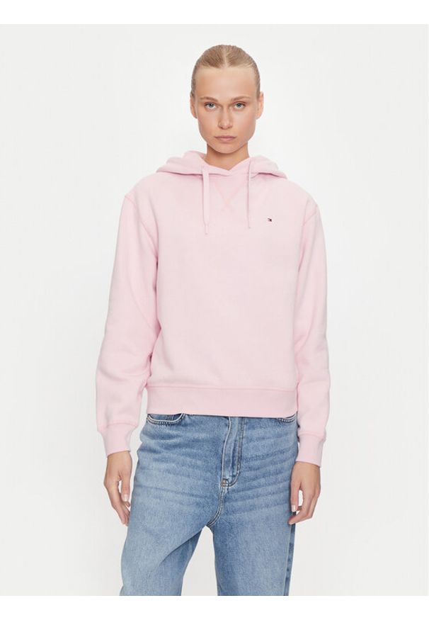 TOMMY HILFIGER - Tommy Hilfiger Bluza WW0WW41245 Różowy Relaxed Fit. Kolor: różowy. Materiał: syntetyk, bawełna