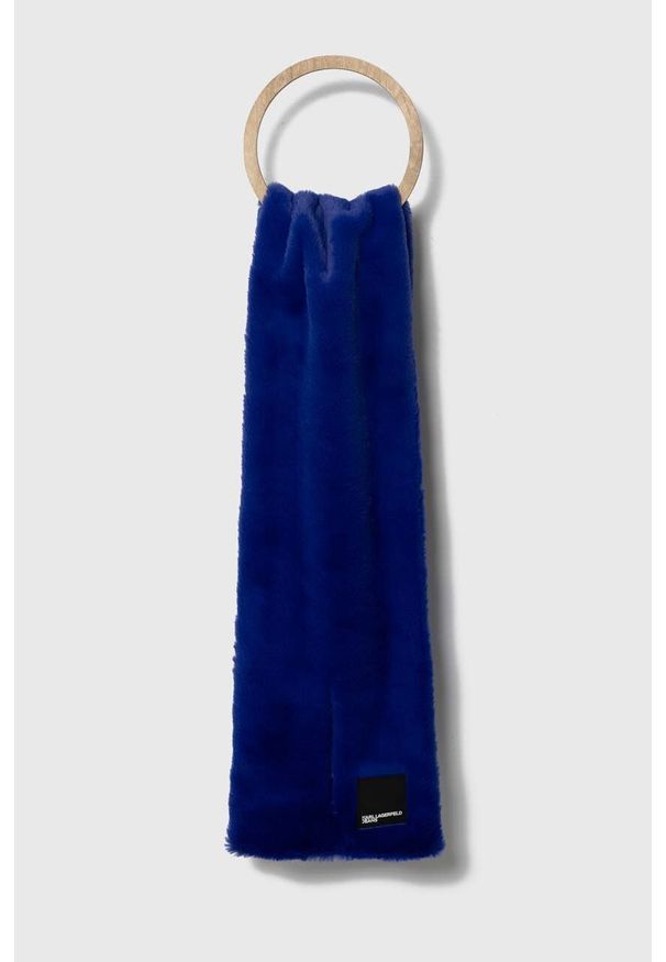 Karl Lagerfeld Jeans szalik damski kolor niebieski gładki. Kolor: niebieski. Materiał: materiał. Wzór: gładki
