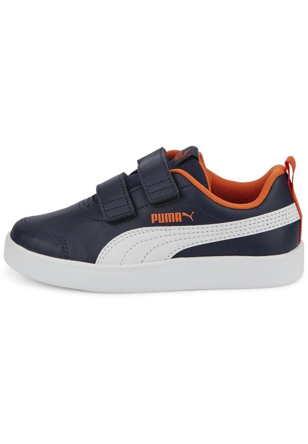 Buty do chodzenia dla dzieci Puma Courtflex V2 V PS. Zapięcie: rzepy. Kolor: niebieski. Materiał: materiał, syntetyk, guma. Szerokość cholewki: normalna. Sport: turystyka piesza