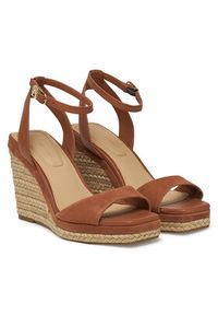 TOMMY HILFIGER - Tommy Hilfiger Espadryle Leather & Suede High Wedge Espad FW0FW08803 Brązowy. Kolor: brązowy. Materiał: skóra #3