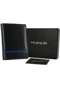 4U CAVALDI - Portfel czarny zdobiony lamówką Cavaldi N4-P-CGN-1560 BL+BL. Kolor: czarny. Materiał: skóra. Wzór: aplikacja
