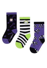 Zestaw 3 par wysokich skarpet dziecięcych BEETLEJUICE. Wzór: kolorowy
