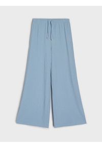 Sinsay - Spodnie dresowe wide leg - błękitny. Kolor: niebieski. Materiał: dresówka #1
