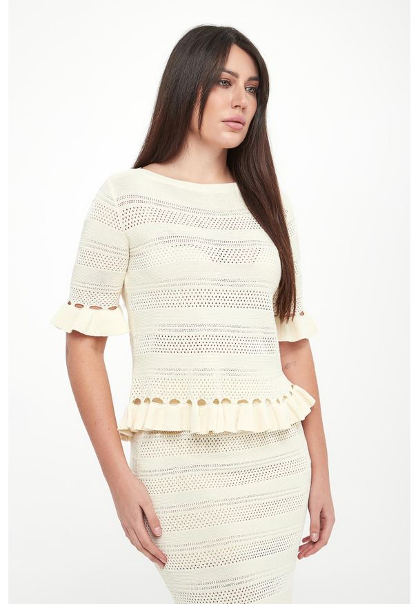 Twinset Milano - Sweter damski ażurowy TWINSET. Wzór: ażurowy