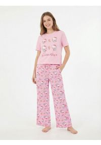 Sinsay - Bawełniana piżama dwuczęściowa z nadrukiem Hello Kitty - różowy. Kolor: różowy. Materiał: bawełna. Wzór: motyw z bajki, nadruk #1