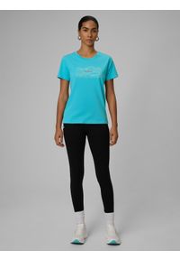 4f - 4F T-shirt regular z nadrukiem damski - turkusowy XL. Okazja: na co dzień. Kolor: turkusowy. Materiał: dzianina, bawełna. Wzór: nadruk. Styl: casual #2