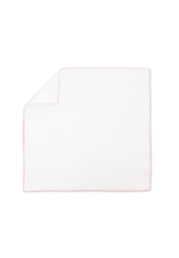 Modini - Biała poszetka z jasnoróżowym obszyciem E103. Kolor: różowy, biały, wielokolorowy