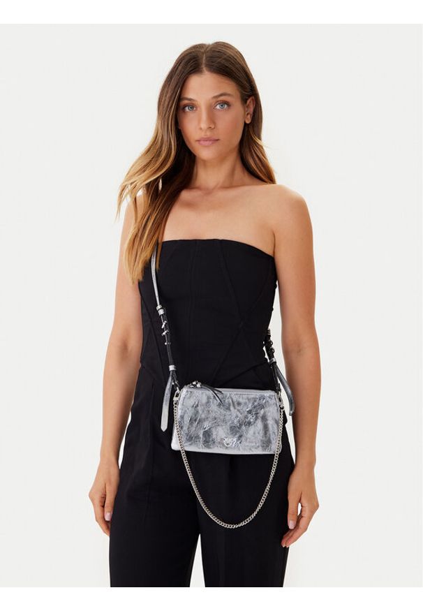 Pinko - PINKO Torebka Double Mini Al 25-26 PLTT 105359 A2OT Srebrny. Kolor: srebrny. Materiał: skórzane