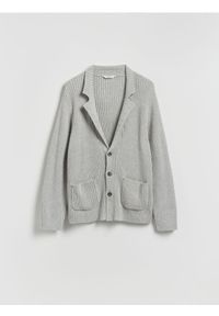 Reserved - Kardigan z domieszką wełny - jasnoszary. Kolor: szary. Materiał: wełna #1