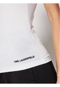 Karl Lagerfeld - KARL LAGERFELD Top Logo Singlet 211W2108 Biały Slim Fit. Typ kołnierza: dekolt w karo. Kolor: biały. Materiał: lyocell #4