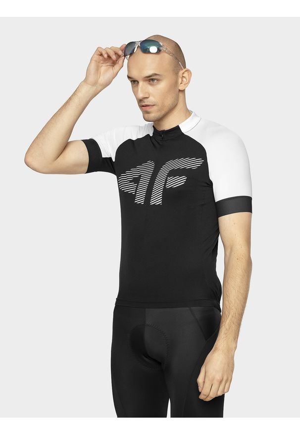 4f - Koszulka rowerowa męska. Kolor: czarny. Materiał: dzianina, włókno, jersey. Długość rękawa: raglanowy rękaw. Długość: długie. Sport: kolarstwo