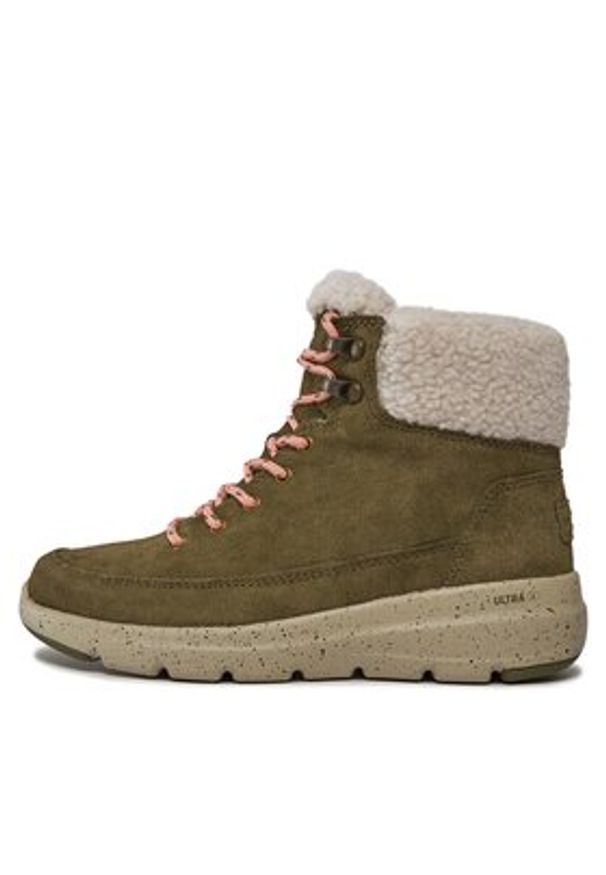 skechers - Skechers Trzewiki Glacial Ultra Woodsy 144175/OLV Khaki. Kolor: brązowy. Materiał: zamsz, skóra