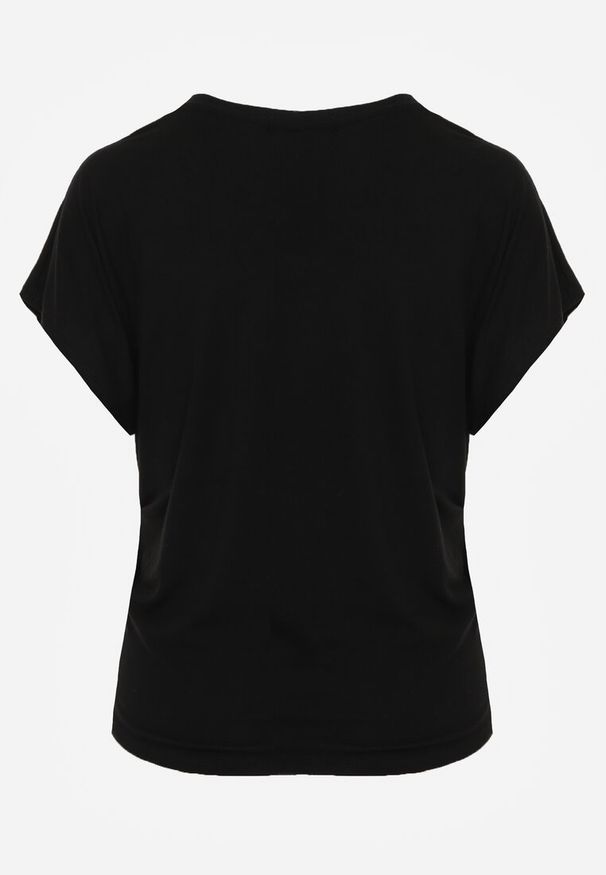 Born2be - Czarny T-shirt z Wiskozy z Trójkątnym Dekoltem Achiore. Okazja: na co dzień. Kolor: czarny. Materiał: wiskoza. Styl: klasyczny, casual