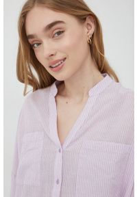 Vero Moda koszula bawełniana damska kolor fioletowy relaxed. Kolor: fioletowy. Materiał: bawełna. Długość rękawa: długi rękaw. Długość: długie