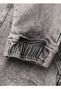 Ombre Clothing - Męskie jeansowe spodnie joggery z przetarciami i zamkami – szare V4. Kolor: szary. Materiał: jeans. Styl: retro, klasyczny, rockowy #3