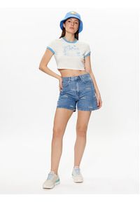 Tommy Jeans T-Shirt Homegrown DW0DW15478 Biały Cropped Fit. Kolor: biały. Materiał: bawełna