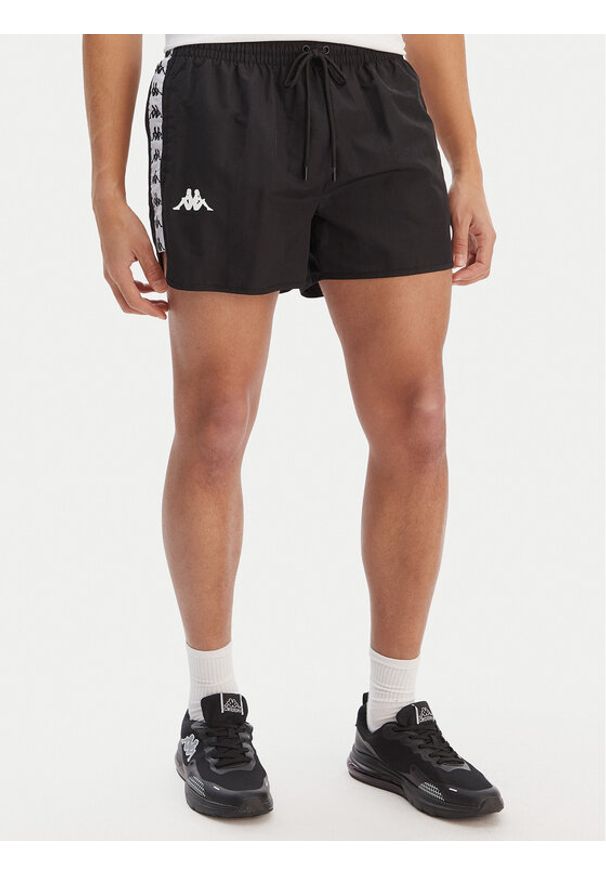 Kappa Szorty kąpielowe Banda Cali 304S6G0 Czarny Regular Fit. Kolor: czarny. Materiał: syntetyk