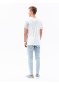 Ombre Clothing - T-shirt męski bawełniany - biały V2 S1630 - XXL. Kolor: biały. Materiał: bawełna #4