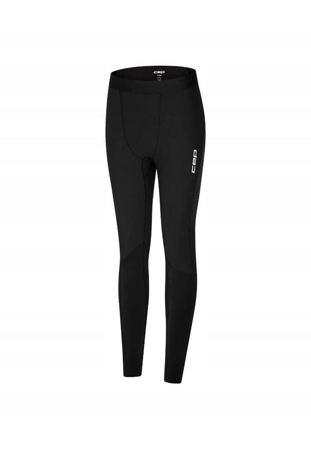 Męskie spodnie do biegania termiczne ciepłe czarne Core Run CEP. Kolor: czarny. Materiał: poliamid, poliester, elastan. Sport: bieganie