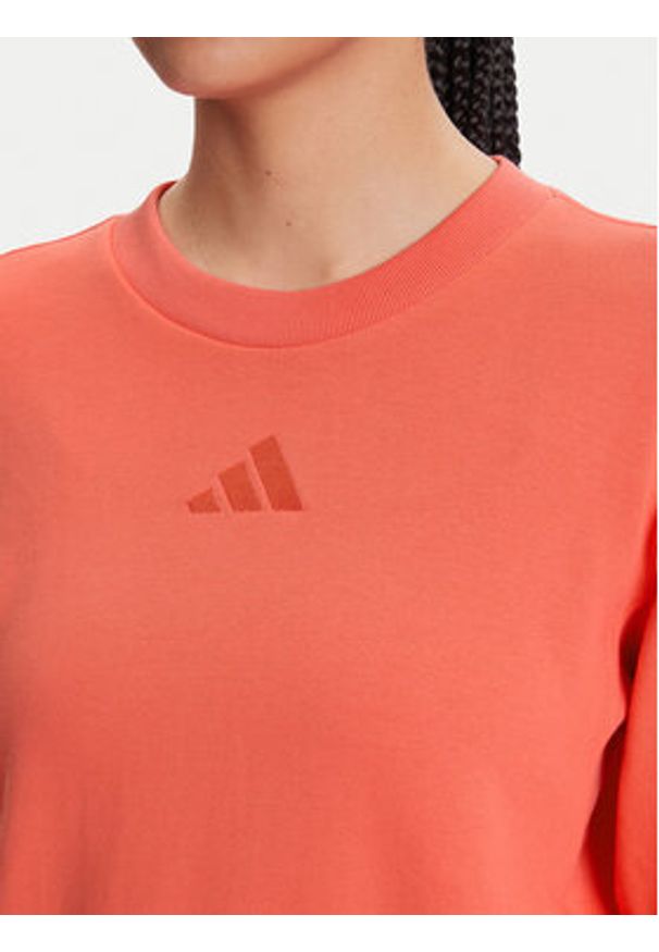 Adidas - adidas Bluza ALL SZN French Terry KD9775 Koralowy Regular Fit. Kolor: pomarańczowy. Materiał: bawełna