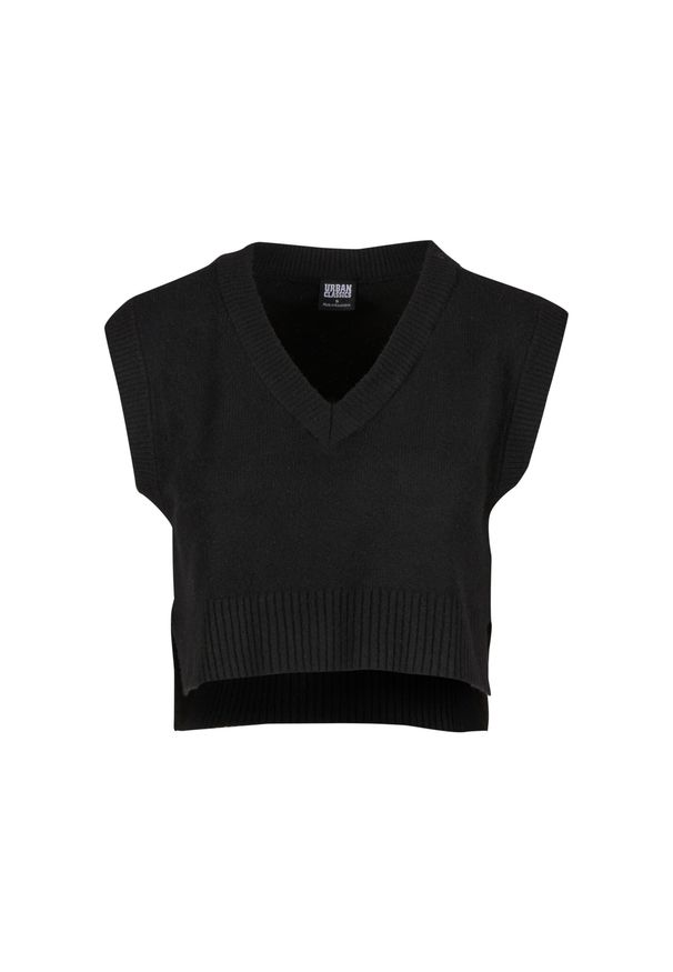Damski sweter z dzianiny Urban Classics Soft. Typ kołnierza: dekolt w kształcie V. Kolor: czarny. Materiał: dzianina. Długość rękawa: bez rękawów. Sezon: zima
