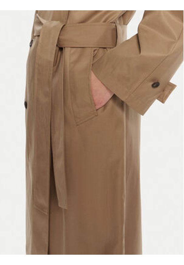 Calvin Klein Trencz LV044C501G Brązowy Regular Fit. Kolor: brązowy. Materiał: syntetyk, bawełna