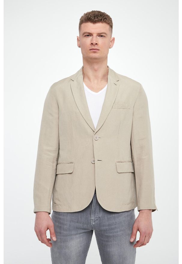 Armani Exchange - Marynarka męska jednorzędowa lniana ARMANI EXCHANGE. Materiał: len