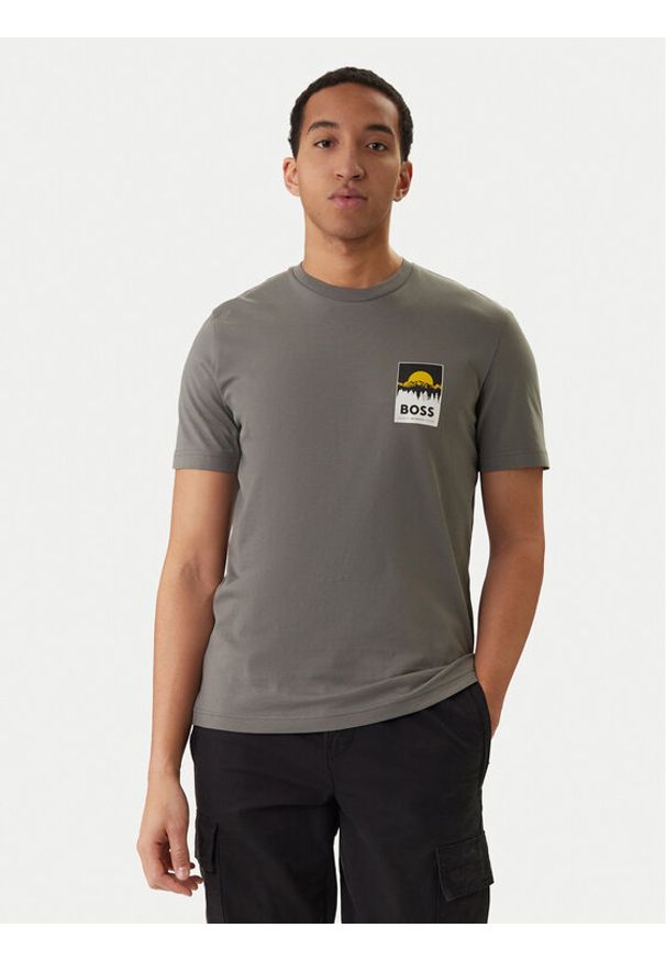 BOSS T-Shirt Plain 50556023 Szary Regular Fit. Kolor: szary. Materiał: bawełna
