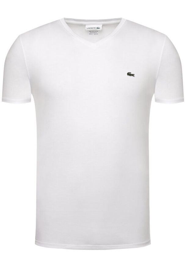 Lacoste T-Shirt TH6710 Biały Regular Fit. Kolor: biały. Materiał: bawełna