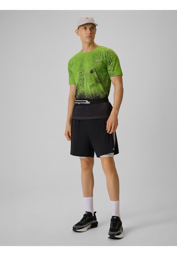 4f - 4F Spodenki do biegania szybkoschnące męskie - czarne XL. Kolor: czarny. Materiał: skóra, materiał. Długość: krótkie. Sport: bieganie