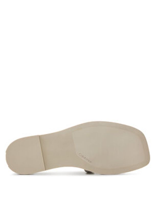 Calvin Klein Klapki Flat Slide Lth HW0HW02071 Beżowy. Kolor: beżowy. Materiał: skóra